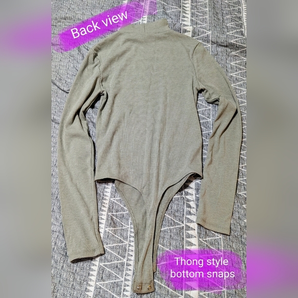 Streetwear Society size Med NWOT, long sleeve bodysuit, taupe color - Picture 10 of 10